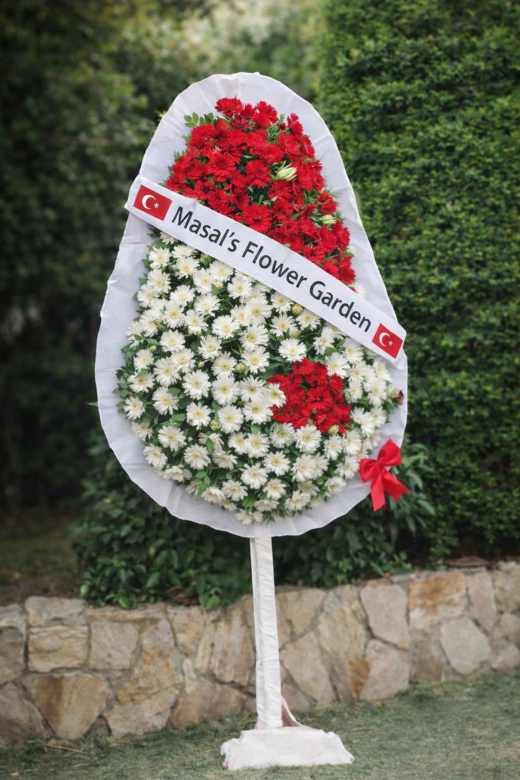 Kırmızı&  Beyaz Gerbera Çelenk